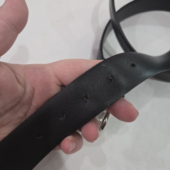 Paolo Vitale Black Leather Silver Buckle Belt Textured Made In Italy 120 - Picture 7 of 7